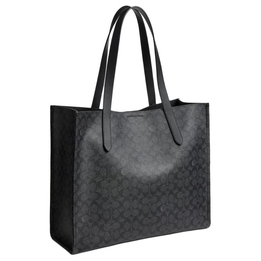 Coach Classic Logo Pattern Magnetic Closure Tote Bag Unisex Tote Bags Charcoal-Gray CY806-A5F