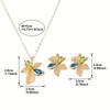Irregular five-petal flower design earring, pendant, and necklace jewelry set Birthday and holiday party gift accessories
