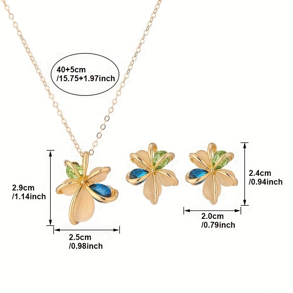 Irregular five-petal flower design earring, pendant, and necklace jewelry set Birthday and holiday party gift accessories