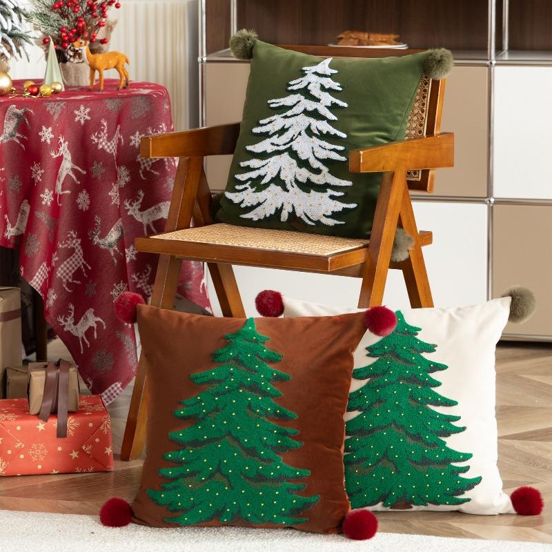 American Style Christmas Elements Cushion Cover Bedroom Living Room Sofa Decoration Pillow Cover Can Be Disassembled and Washed