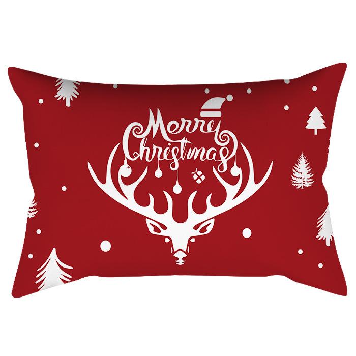 Weihnachten Bedruckter Pfirsich Samt Taillenkissenbezug Weihnachtsmann Schneeflocke Heimdeko Feiertags-Kissenbezug Dekokissen