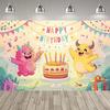 Background Decoration for Thematic Party of Cartoon Monsters, Children's Party Supplies, Decorative Banner, Baby Baptism Gift
