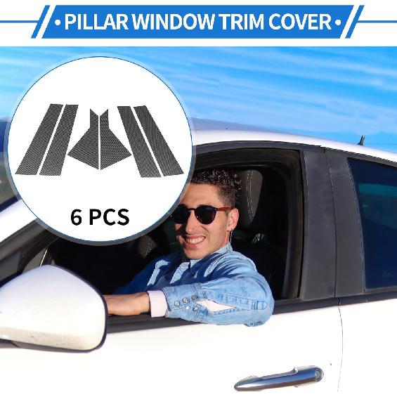 6 Pcs Door Pillar Window Trim for Kia Forte K3 2019-2024 Carbon Fiber Pattern Black Front Rear Left Right Anti Scratch Sticker Pillar Posts Cover