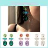 E9626 Elegant And Trendy Geometric Earrings With Colored Gemstones