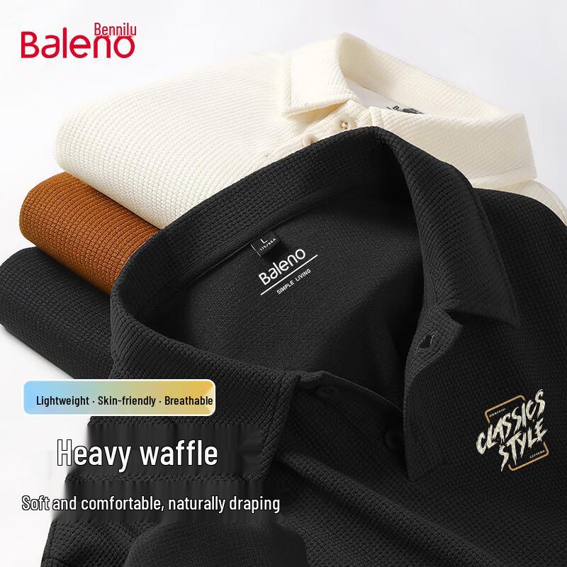 Baleno Herren Waffelstrick Langarm Poloshirt