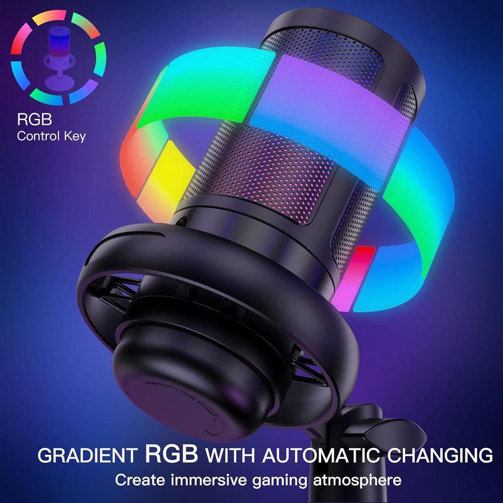 RGB Capacitor Wired Microphone for Gaming, Singing, Live Broadcast & Recording with Sound Card (ME6S)