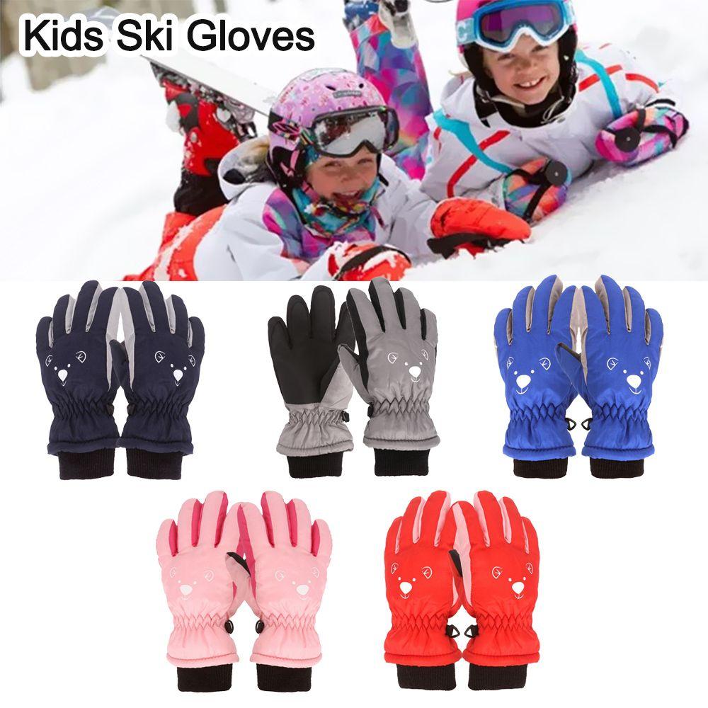 Children Boys Girls Cartoon Cute Non-slip Thick Warm Waterproof Kids Ski Gloves Sports Mittens