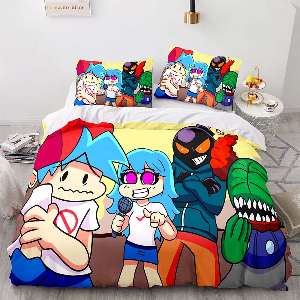 3D Print Anime Friday Night Funkin Bedding Set Single Twin Full Queen King Size Kawaii Bed Set Adult Kid Bedroom Duvetcover Sets