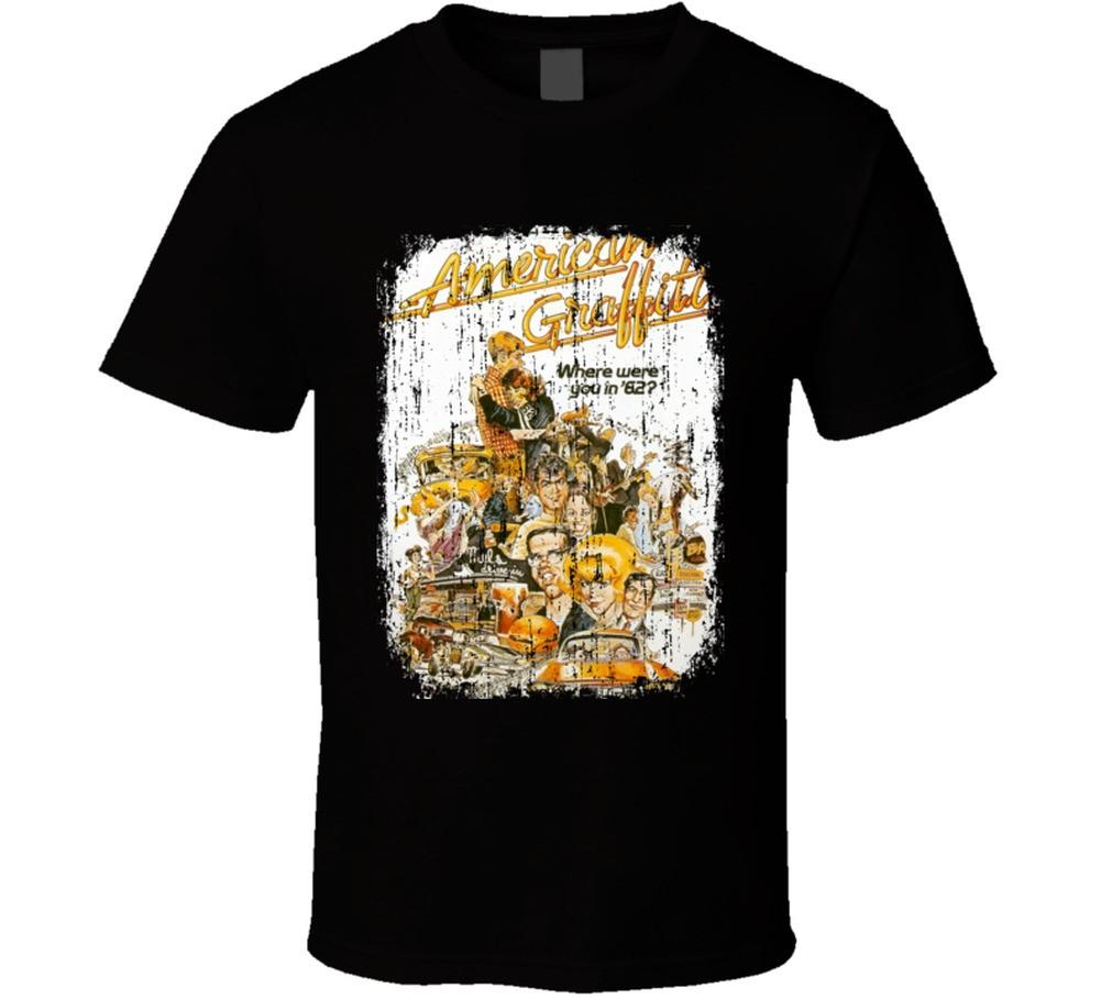 American Graffiti 70s Classic Comedy Movie Poster Worn Look T Shirt