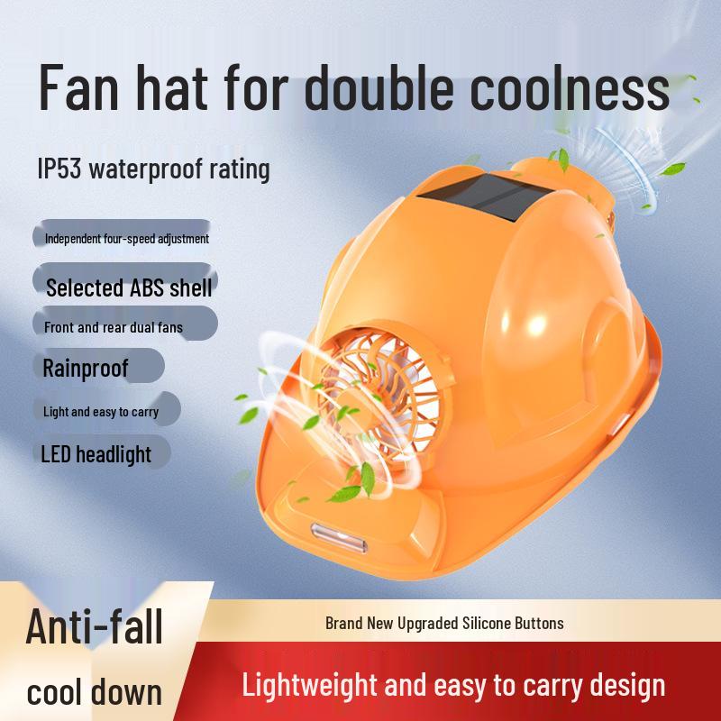 Solar-Powered Dual Fan Hat with Lamp: Lightweight, Breathable Summer Cooling Headgear with Sun Protection