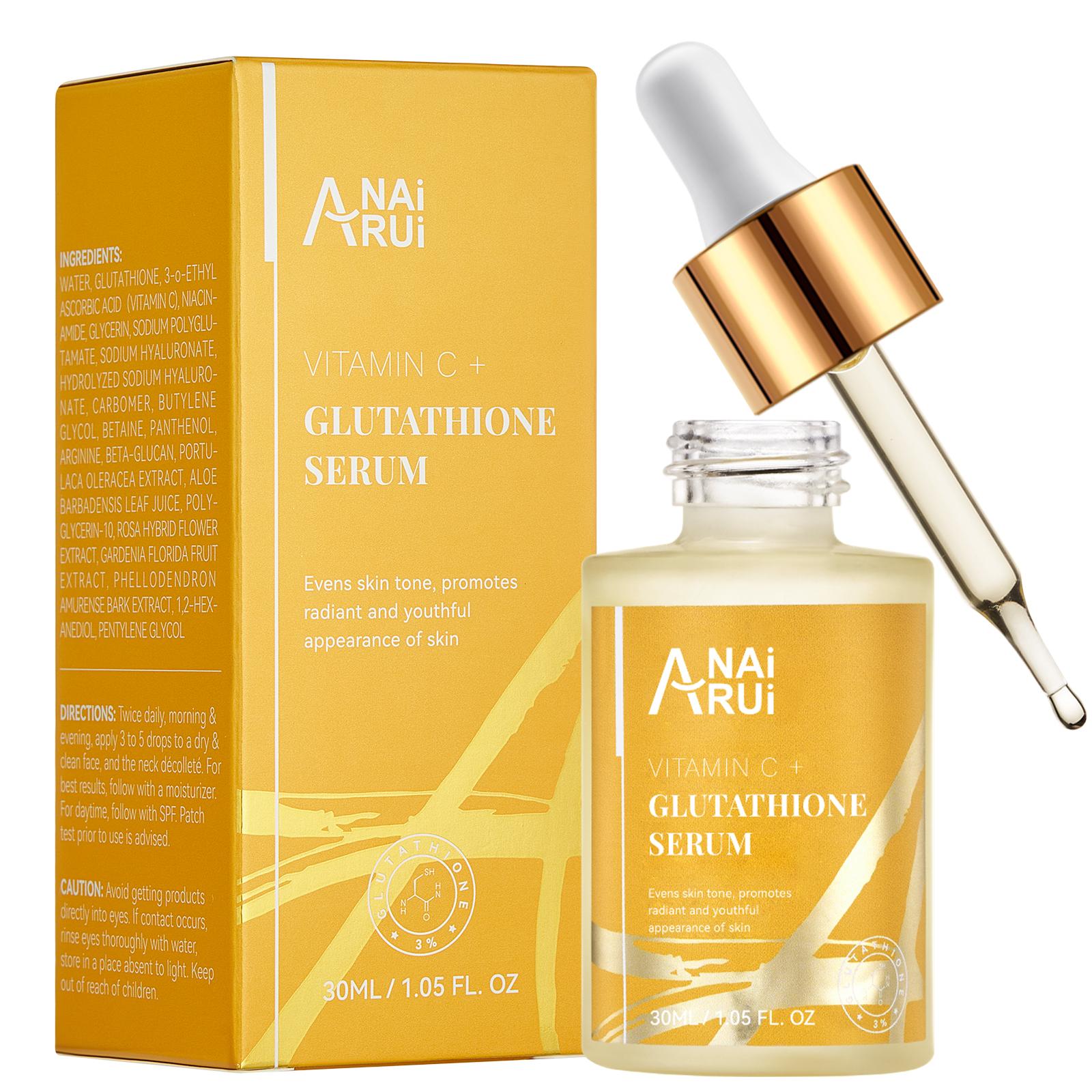 ANAiRUi Glutathione Serum with Vitamin C & Niacinamide, Brightening & Hydrating Face Serum, 30 ml