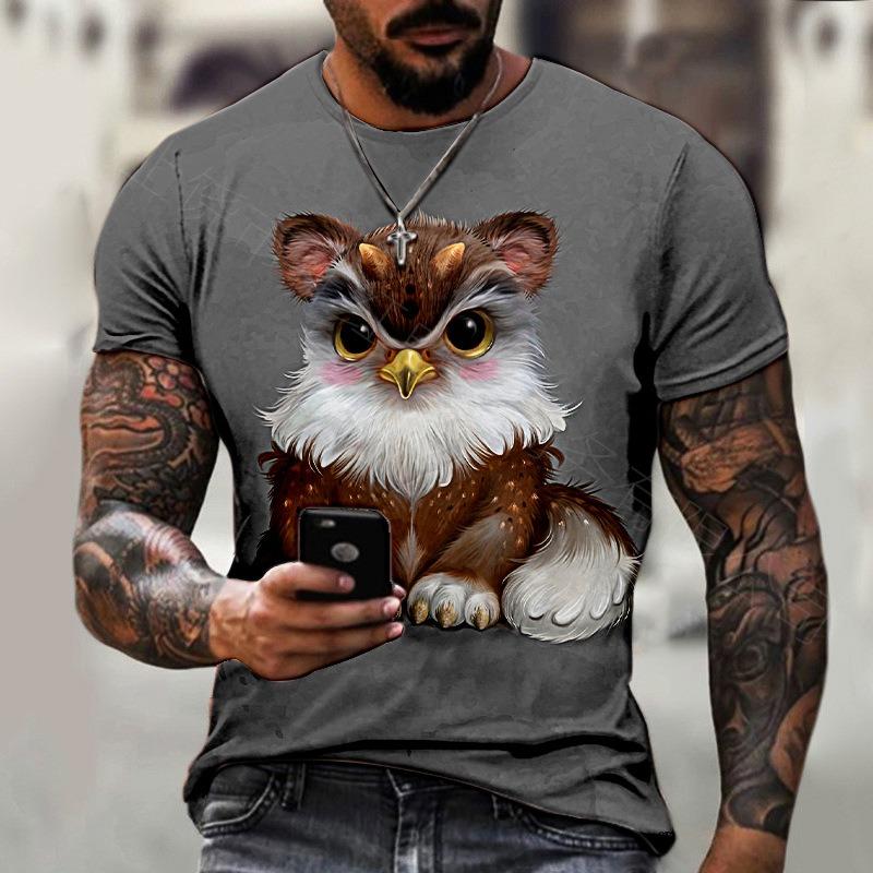 Funny Men's T Shirt Animal Graphic 3D Print Pullover Summer Casual Short Sleeve Tee Fashion Outdoor T-Shirt Male Oversized Clothing