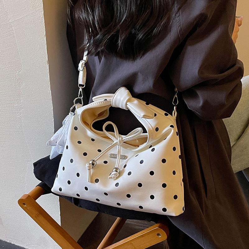 Dot Pattern Bow Bag - Fashionable Crossbody Bag, Stylish Single-shoulder Handbag
