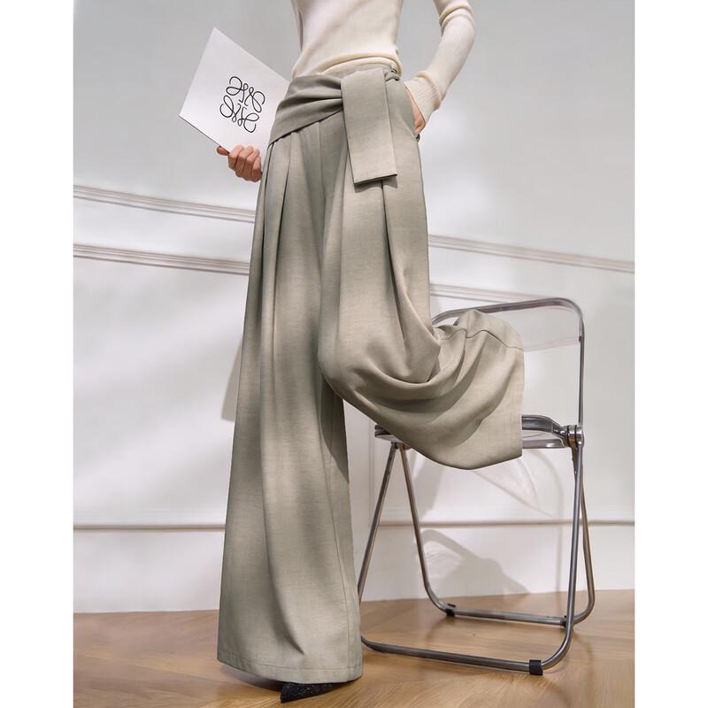 

Women s Layered Look Pleated Wide-Leg Casual Pants XL