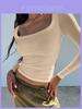 T Shirt For Women Sweater Knit Long Sleeve With Ribbed Design For Streetwear Fashion
