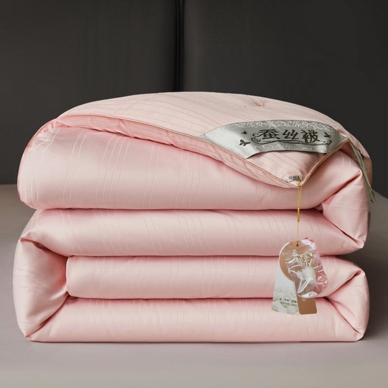 New Solid Color Simple Satin Silk Quilt Spring and Autumn Cotton Thickened Winter Quilt Universal In All Seasons