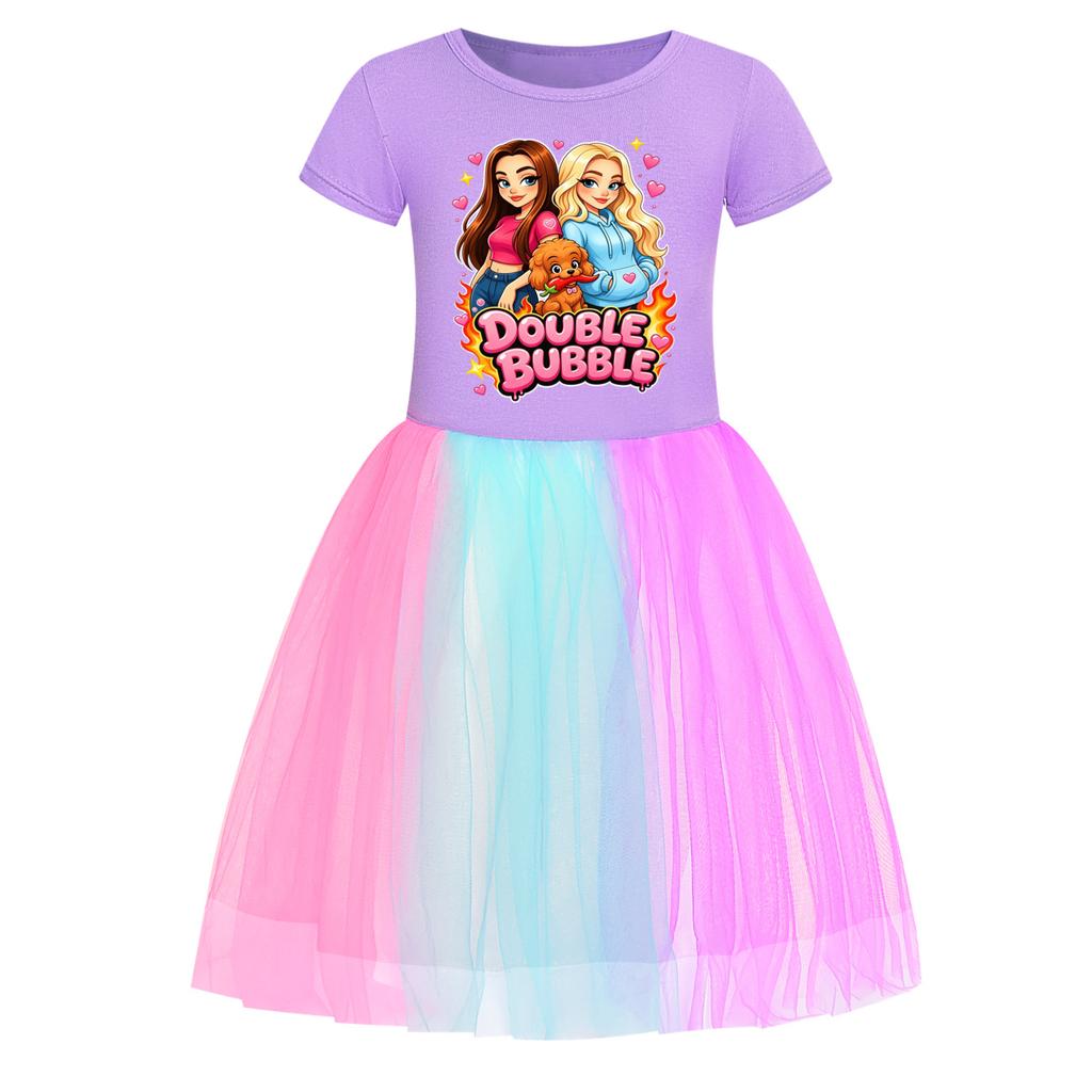 Girls Printed Star Skirt Rainbow Lace Dress 5902