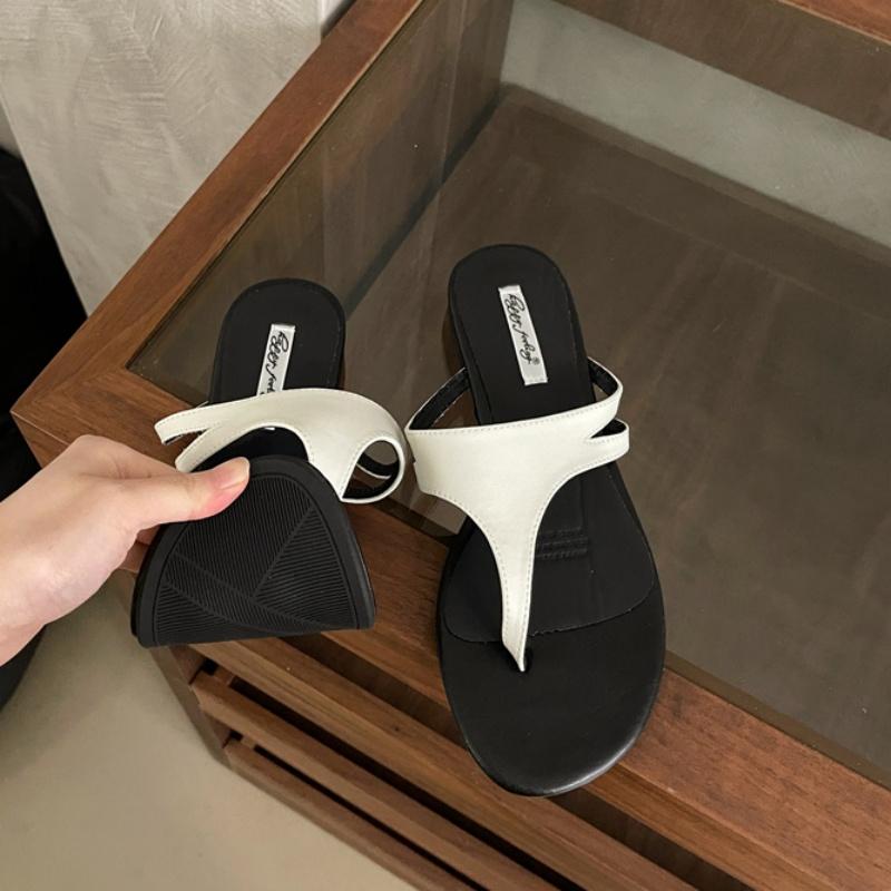 Fashion Bailamos Fashion Round Clip Toe Women Slippers Flat Heel Beach Slides Outdoor Casual Sandals 2025 New Summer Flip Flops Shoes