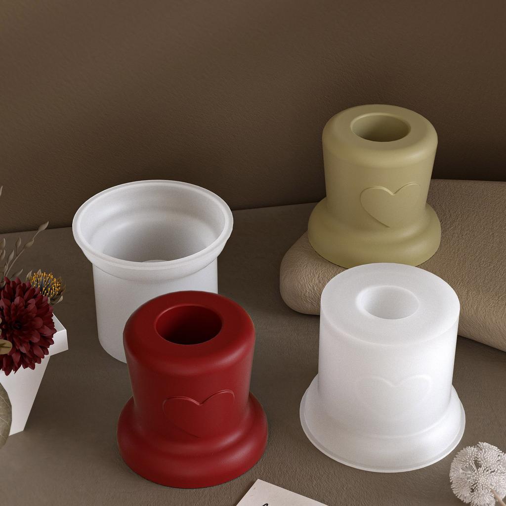 Unique Candle Holder Molds Crafting Molds Round Shape Candle Base Moulds Silicone Texture for Crafting Candlesticks