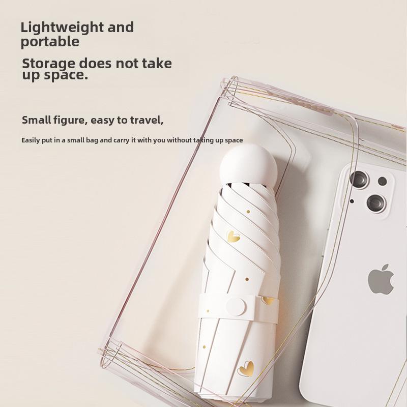 Umbrelă compactă de damă cu ștanțare aurie: Protecție UV, pliabil portabil, pentru soare și ploaie