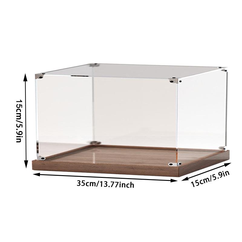 Wooden Bottom Storage Box Window Acrylic Toy Gundam Building Block Box Glue-Free Dust Cover