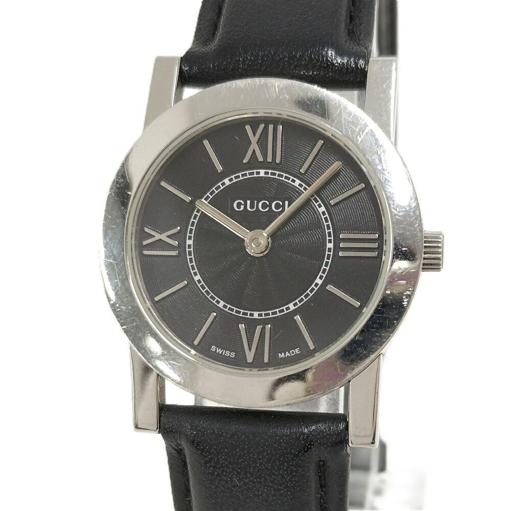 Used GUCCI Women s Watch SS Quartz Leather Belt Black Dial 5200L
