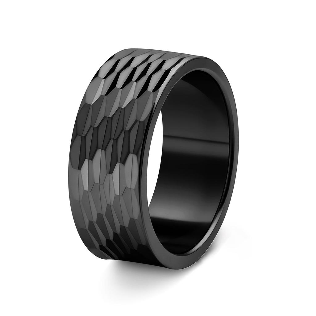 Men's Classic Ornaments 304 Stainless Steel Hammered Texture Ring Set - 12MM Wide, 3-Piece