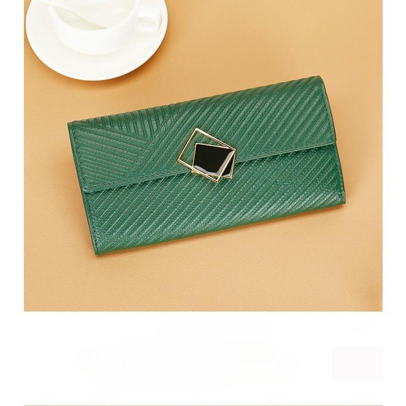 Women's long leather wallet with large capacity and genuine leather