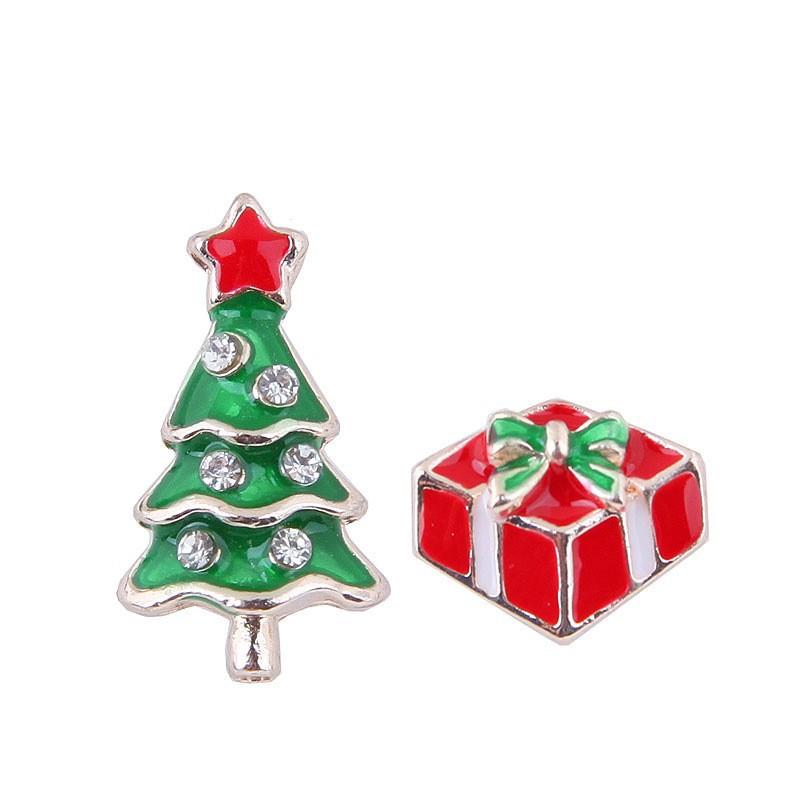 Cute Little Santa Elk Gift Earrings, Flash Diamond Christmas Tree Snowman Earrings