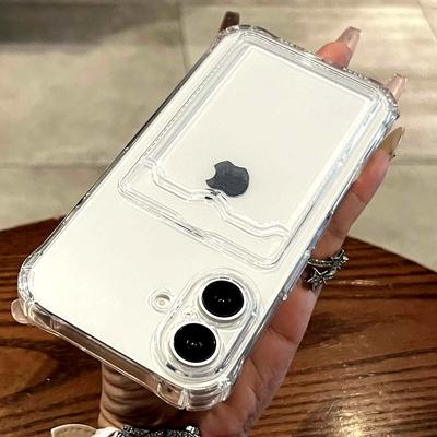 Weiche Silikon-Karten-TPU-Transparente Handyhülle Für Für Iphone 11 12 13 14 15 16 17 Pro Max Air Plus Klarer Stoßfänger Rückseiten Hüllen Abdeckung