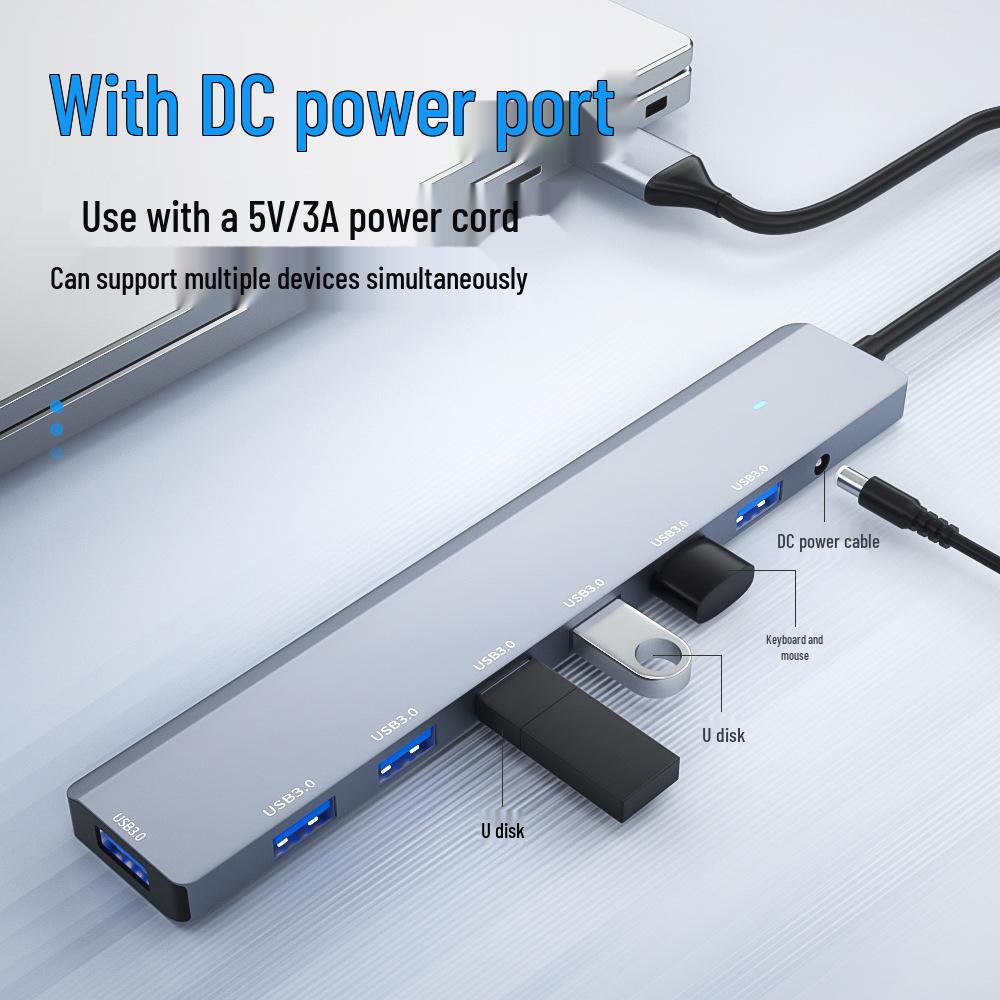 USB 3.0 Seven-Port Expansion Hub with DC Power Supply for Laptops, Keyboards, Mice, and USB Drives