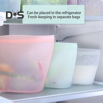 Sac de conservation des aliments en silicone sans BPA, résistant à la chaleur, design vertical, passe au four à micro-ondes, sac de congélation réutilisable, récipient en silicone