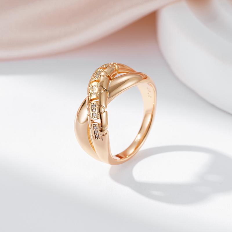 Prsteny Kinel lesklé zlaté barvy Unisex sada zirkonů