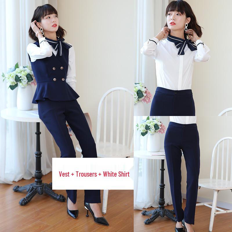 Women's Professional Vest Suit Set for KTV Hotel Receptionist Interview