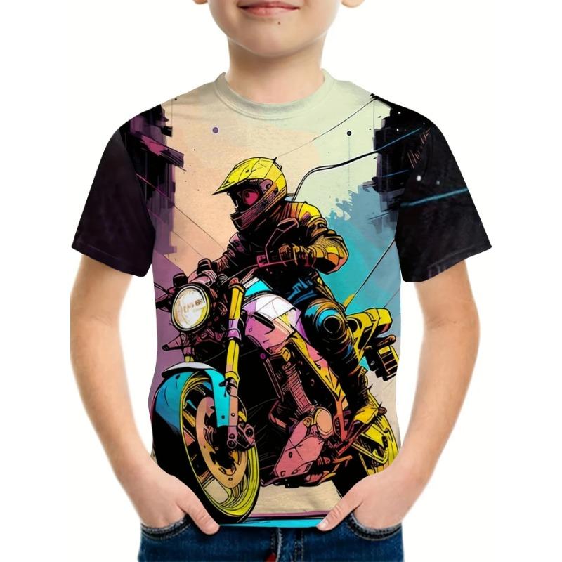 Children's Clothing T-Shirts for Boys Short Sleeve Kids T-Shirts 3D Motorcycle Printed Clothes Children Top Summer Boys T Shirt