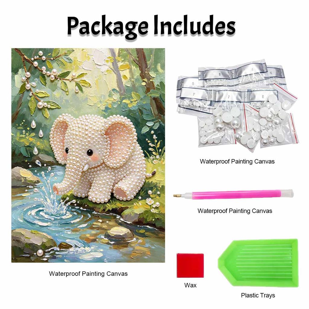 Elephant pearl painting handmade DIY 5D creative ornaments living room home decoration painting nature forest river water splash.
