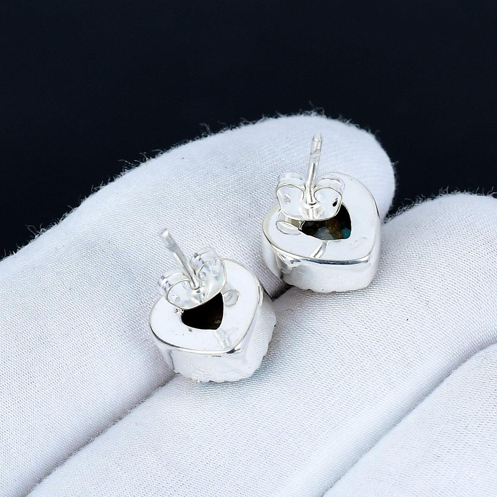 Orange Spiny Oyster Earrings | 925 Sterling Silver Stud Earrings | Handmade Gemstone Love Studs Heart Earrings | Boho Jewelry Wadding  Gift