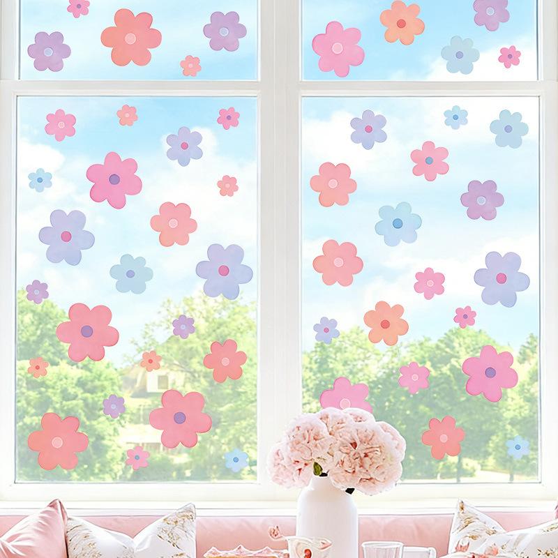 Bohemian Flower Wall Sticker Watercolor Daisy Self-adhesive Pvc Sticker Children's Room Bedroom Living Room Wall Decoration