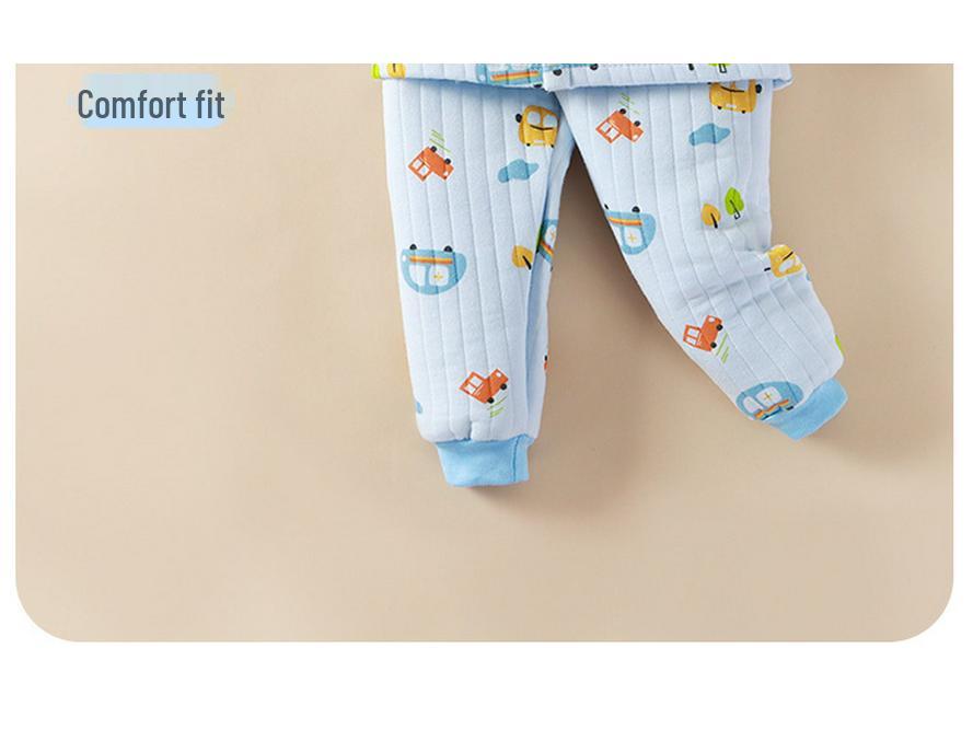 Newborn Three-Layer Warm Cotton Pajamas & Cardigan Set - Infant Class A Clothing