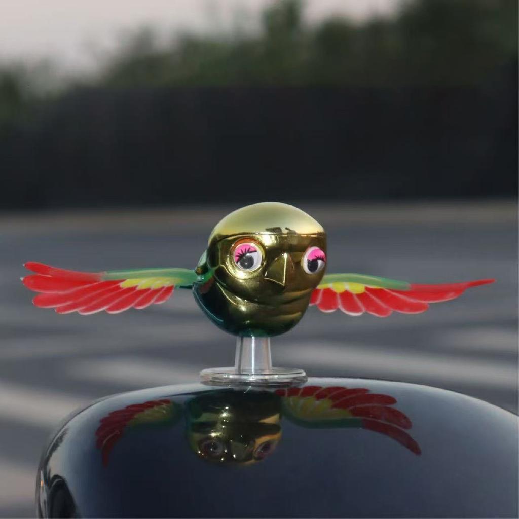 Cute Simulation Flying Bird Ornament Wind-Powered Moving Wings Helmet Mirror Car Decoration for Motorcycle Electric Bike Riders