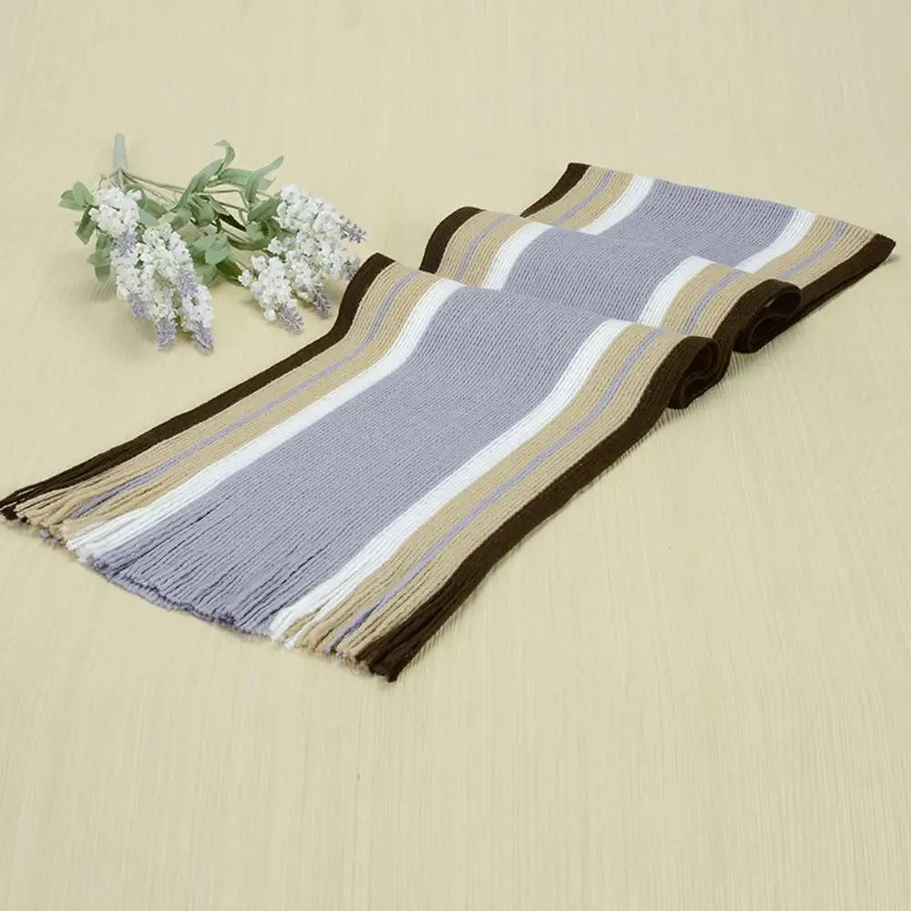 Cashmere Men Striped Scarf Fashion Thick Tassel Stole Neck Wrap Neck Warm Soft Winter Long Shawl
