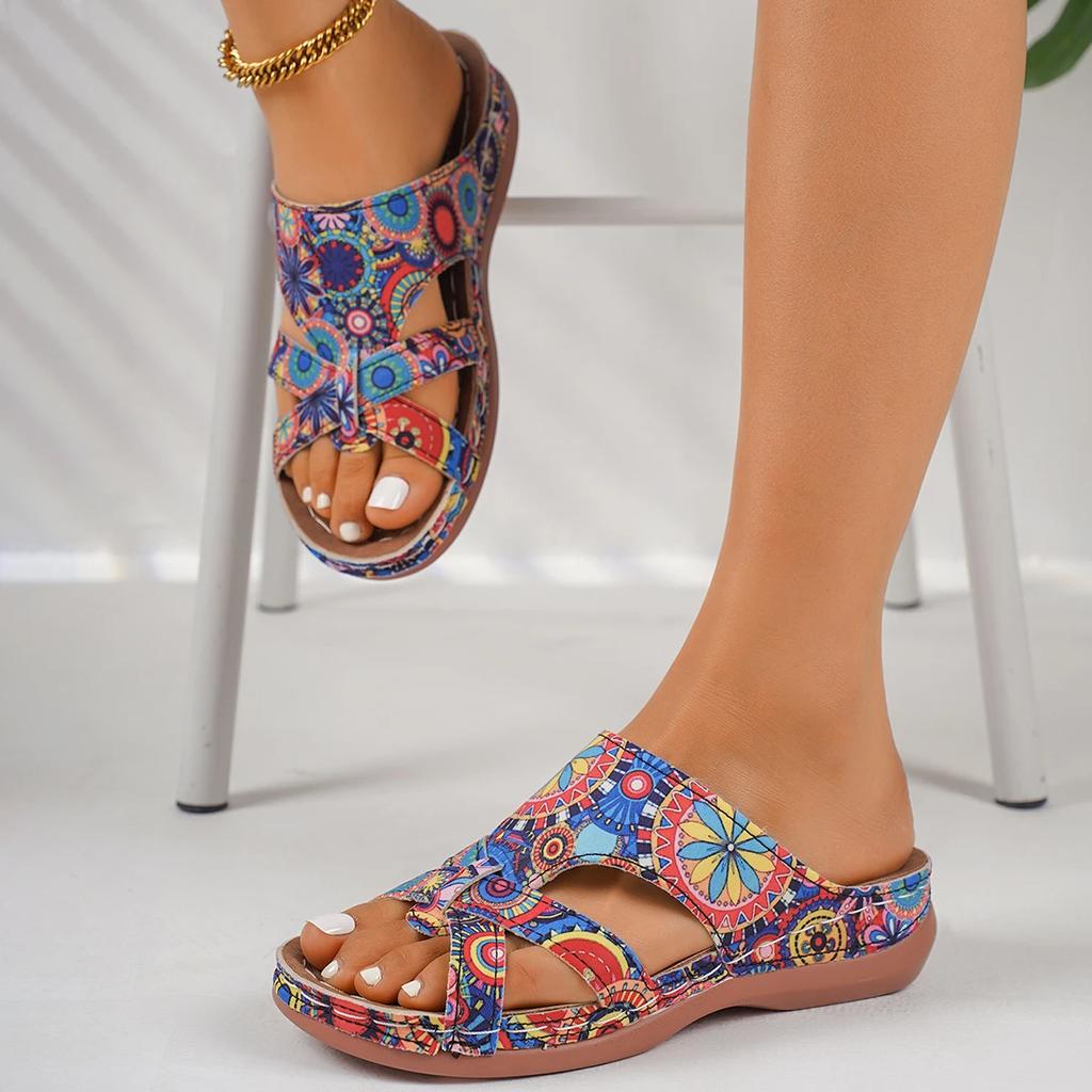 Fashion Women Slippers Casual Buckle Clip Toe Shoes for Women New Summer Print Fashion Sandals Wedges Platform Slippers Slides Women