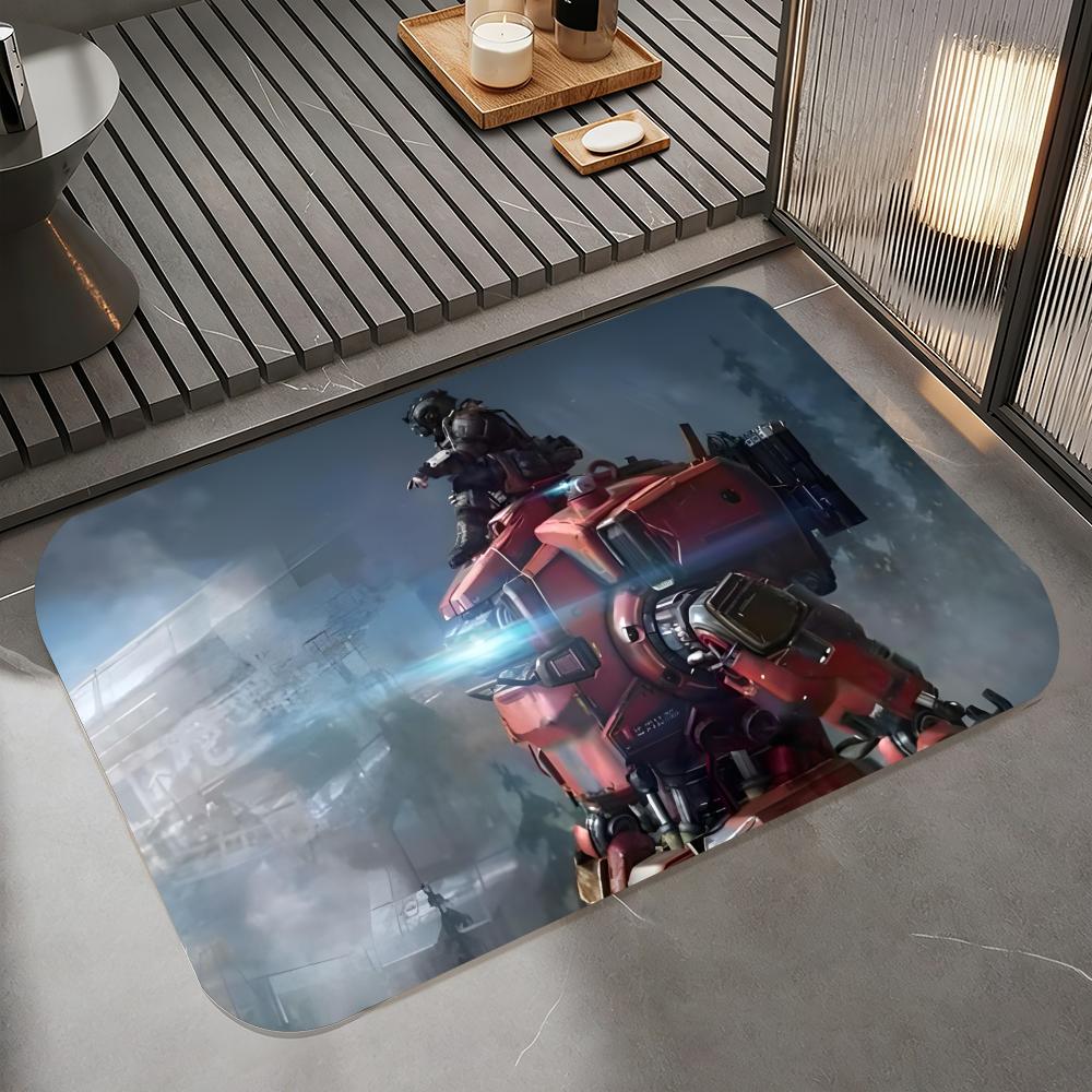 Anime T-Titanfall II Floor Mat Diatomite Bath Mat, Quick Dry Absorbent Non-Slip Door Mat