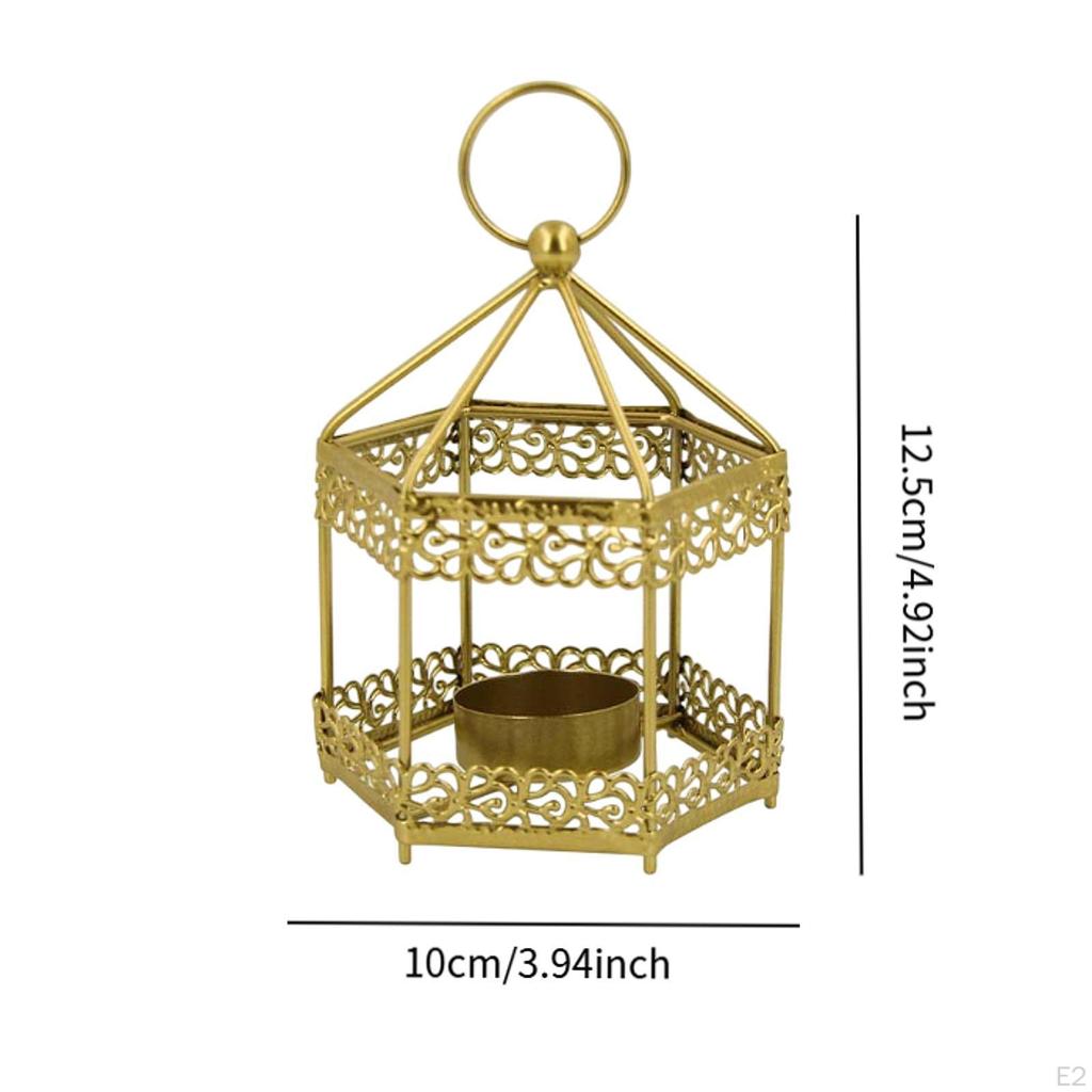 Candle Lantern Holder Decorative with Handle Candlestick Hanging Metal for Wedding Party Home