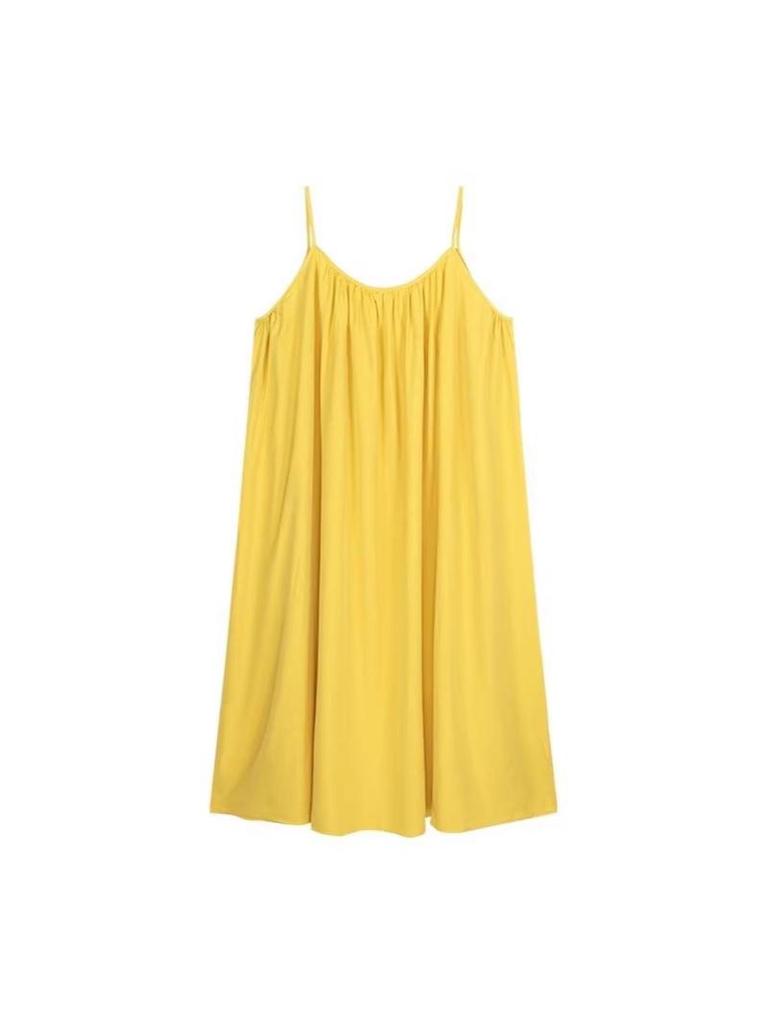 Seaside Resort Yellow Backless Spaghetti Strap A-line Summer Dress for Women