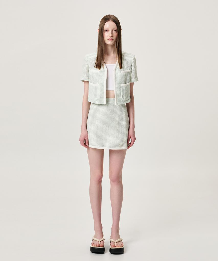 ETMON Summer Tweed Mini Skirt, Mint