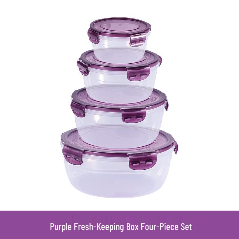Набор утолщенных пищевых герметичных круглых контейнеров для хранения свежих продуктов большого объема, пригодных для использования в микроволновой печи