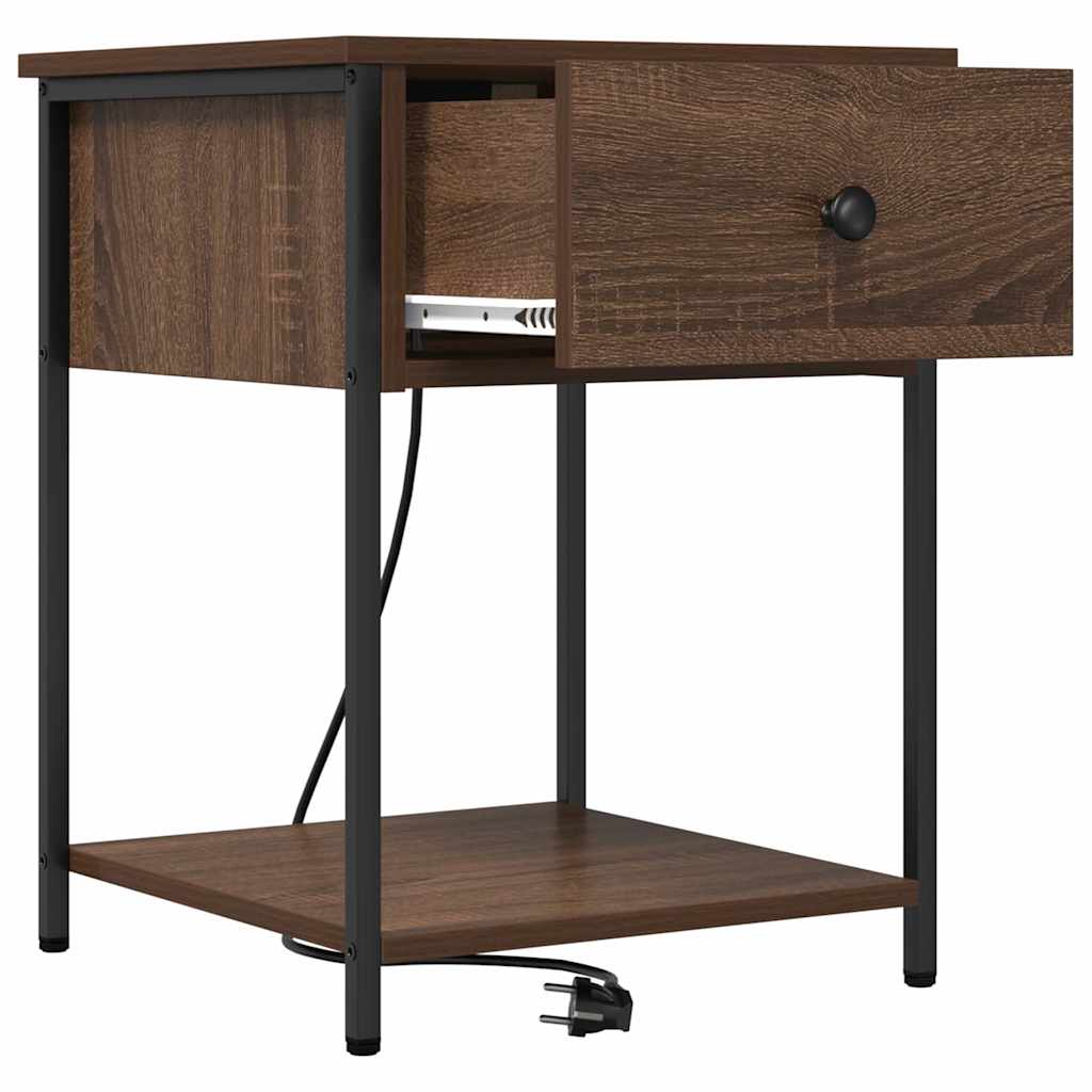 Nightstand Set of 2 Brown Oak Effect 42 x 41 x 56 cm