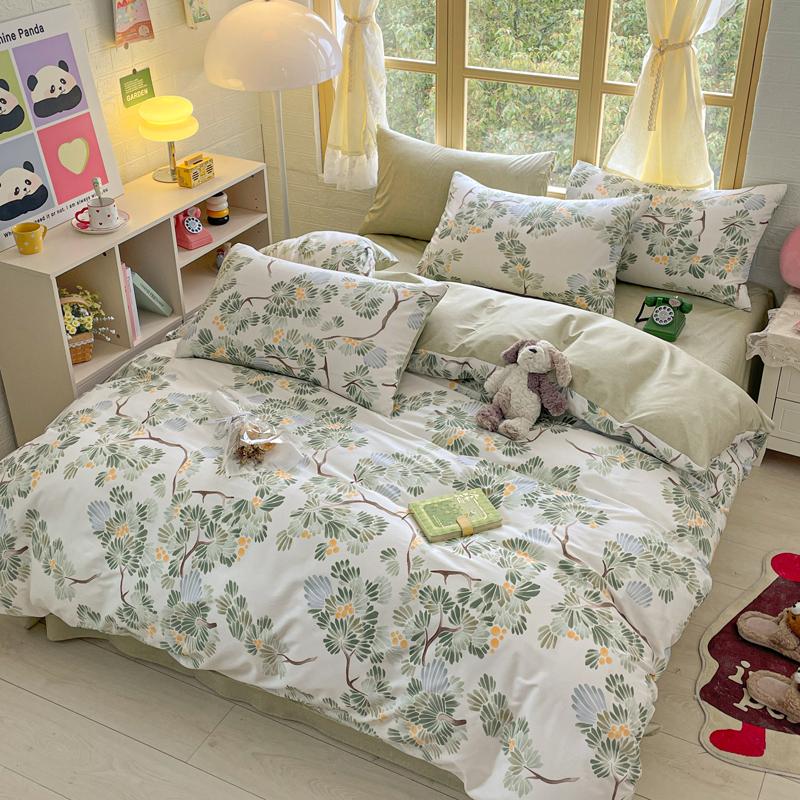 Elegant Blue Floral Pattern Duvet Cover Set 100% Cotton Soft Skin Friendly Queen Size Bedding Set Comforter Cover Pillowcases