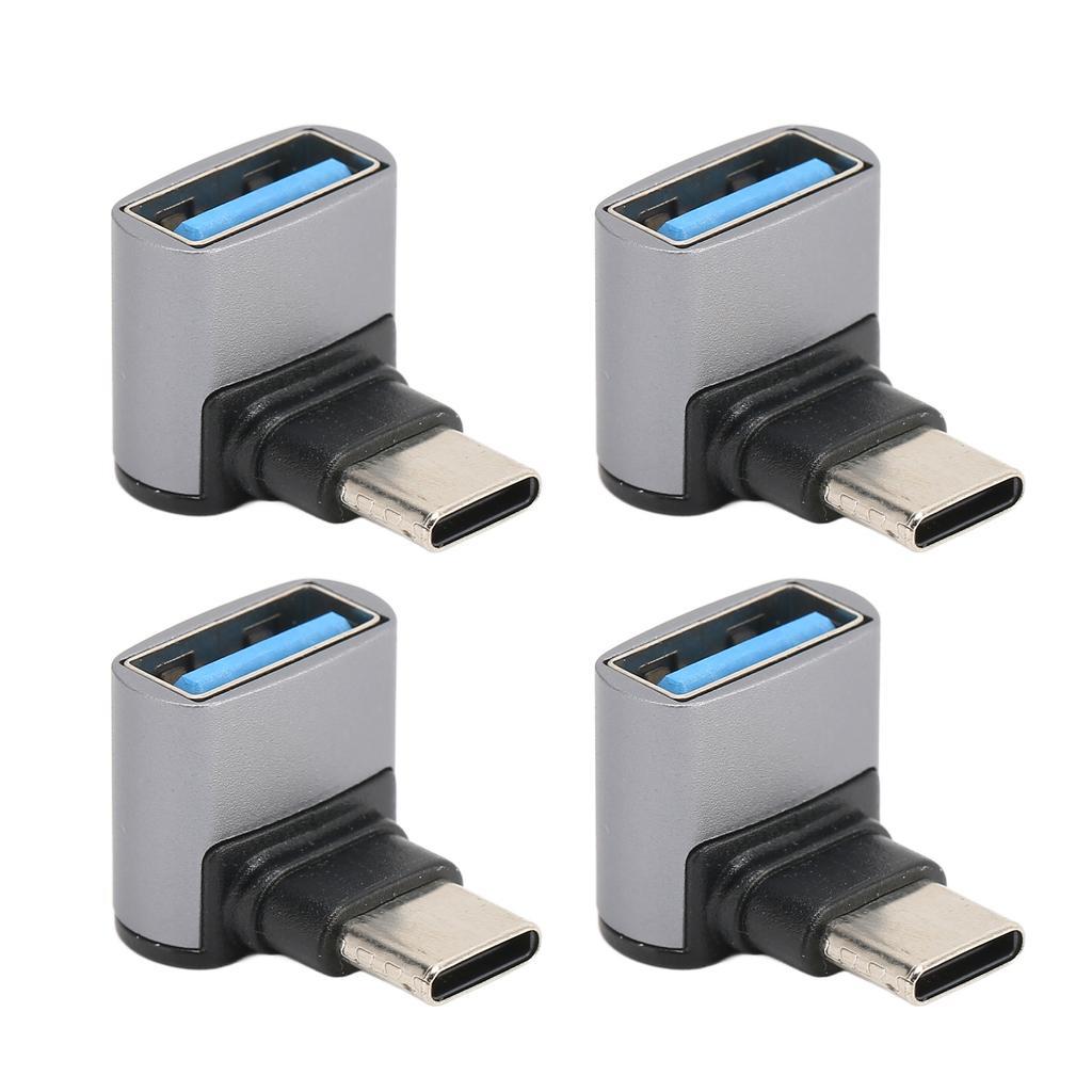 4pcs Right Angle USB C To USB Adapter 10Gbps High Speed 90 Degree Usb Female To Type C Male Adapter